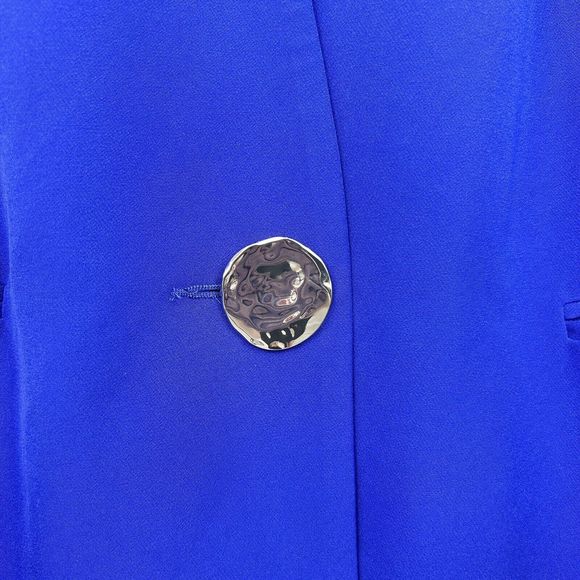 JD Williams Boxy Blazer Size 24 Cobalt Blue Single Hammered Metal Button - Picture 7 of 8